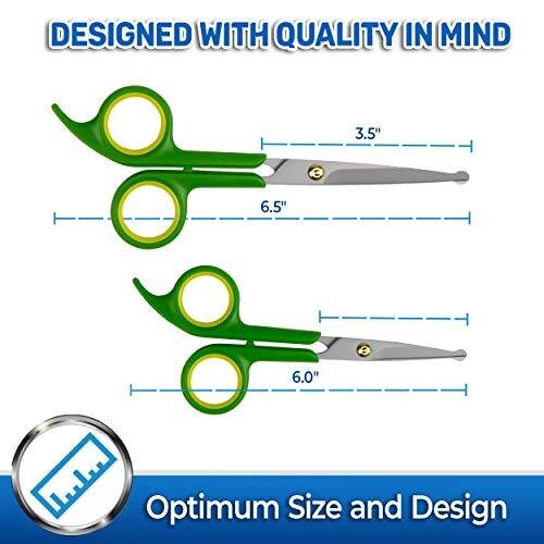 PET MAGASIN Grooming Scissors Kits - (2 Pairs - 1 for Body & 1 for Face + Ear + Nose + Paw) - Sharp & Strong Stainless Steel Blade Dog Grooming Scis